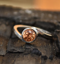 Load image into Gallery viewer, Peachy-Orange Tunduru Hessonite Garnet Ring -- 1.3 ct. Gem - Sterling Silver