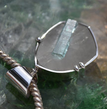 Load image into Gallery viewer, Sleek Emerald-On-Quartz Pendant in .925 Sterling SIlver - Made in Vermont 2026