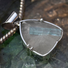 Load image into Gallery viewer, Sleek Emerald-On-Quartz Pendant in .925 Sterling SIlver - Made in Vermont 2026