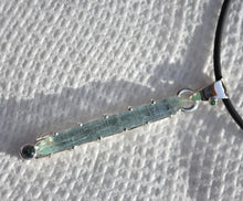 Load image into Gallery viewer, Etched Aquamarine Crystal Pendant in Sterling Silver - Accented with Songea Sapphire and Tsavorite Garnet