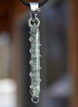Load image into Gallery viewer, Etched Aquamarine Crystal Pendant in Sterling Silver - Accented with Songea Sapphire and Tsavorite Garnet