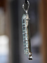 Load image into Gallery viewer, Etched Aquamarine Crystal Pendant in Sterling Silver - Accented with Songea Sapphire and Tsavorite Garnet