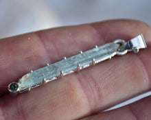 Load image into Gallery viewer, Etched Aquamarine Crystal Pendant in Sterling Silver - Accented with Songea Sapphire and Tsavorite Garnet