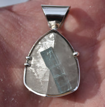 Load image into Gallery viewer, Sleek Emerald-On-Quartz Pendant in .925 Sterling SIlver - Made in Vermont 2026