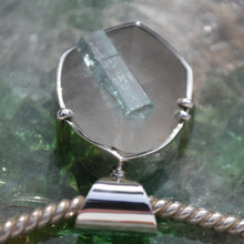 Load image into Gallery viewer, Sleek Emerald-On-Quartz Pendant in .925 Sterling SIlver - Made in Vermont 2026