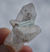 Load image into Gallery viewer, Perfect Quartz Crystal Cluster with DT Vanadium Beryl Crystal - Excellent Miniature Collector's Specimen - 20.6 grams