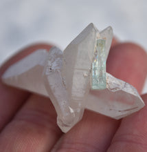 Load image into Gallery viewer, Perfect Quartz Crystal Cluster with DT Vanadium Beryl Crystal - Excellent Miniature Collector's Specimen - 20.6 grams