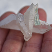 Load image into Gallery viewer, Perfect Quartz Crystal Cluster with DT Vanadium Beryl Crystal - Excellent Miniature Collector's Specimen - 20.6 grams