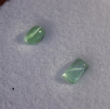 Load image into Gallery viewer, Cats Eye Vanadium Kornerupine Gemstone Set - Rectangle and Oval - Strong Rays - 1.37 ctw.