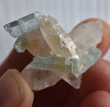 Load image into Gallery viewer, Vanadium Beryl on Quartz Crystal 'Nest' - Gemmy + Etched Beryls - Aesthetic Layout - 15.2 Grams