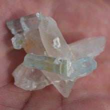 Load image into Gallery viewer, Vanadium Beryl on Quartz Crystal 'Nest' - Gemmy + Etched Beryls - Aesthetic Layout - 15.2 Grams