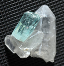 Load image into Gallery viewer, Vanadium Beryl / Emerald on Quartz Crystal Cluster - *New Find* - Nasarawa, Nigeria - 7.95 Grams