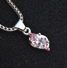 Load image into Gallery viewer, Custom Morganite Pendant in .925 Sterling Silver with Thai Rubies