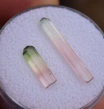 Load image into Gallery viewer, Mismatched Pair of Perfect Tourmaline Crystals from Rubaya, DRC - 3.93 ctw. - Eye Clean + Terminated