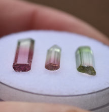 Load image into Gallery viewer, Set of Three Bright Pastel Tourmaline Crystals from Rubaya, DRC - Eye Clean + Terminated 4.17 ctw.