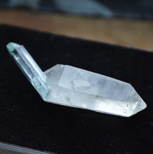 Load image into Gallery viewer, Etched Vanadium Beryl Perched Delicately on a DT Quartz Crystal - Thumbnail Perfection - 3.95 grams