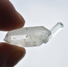 Load image into Gallery viewer, Etched Vanadium Beryl Perched Delicately on a DT Quartz Crystal - Thumbnail Perfection - 3.95 grams