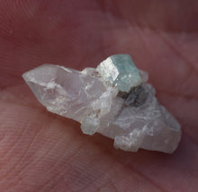 Load image into Gallery viewer, Excellent Vanadium Beryl / Emerald on Quartz Crystal Thumbnail Specimen - Good Color + Terminated - 2.74 Grams