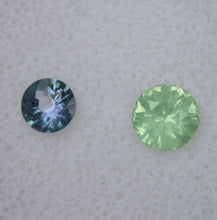 Load image into Gallery viewer, Fantastic Pairing of Chrome and Vanadium Kornerupine Round Gems - 1.4 ctw. BOTH faceted by Scott Maier in Vermont
