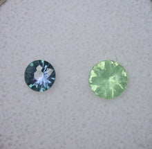 Load image into Gallery viewer, Fantastic Pairing of Chrome and Vanadium Kornerupine Round Gems - 1.4 ctw. BOTH faceted by Scott Maier in Vermont