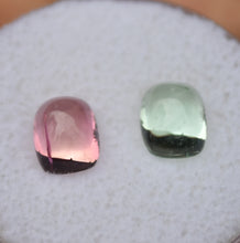 Load image into Gallery viewer, Long Cushion Sugarloaf Tourmaline Cabochons - Pink and Green - 2.53 ctw