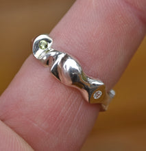 Load image into Gallery viewer, Men's Carved Ring - The 'Gem-tleman's Ring' - with Diamond, Ruby, Peridot