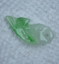 Load image into Gallery viewer, Green and White Jade Fish Carving - Drilled for Necklace