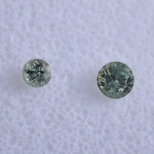 Load image into Gallery viewer, GREEN Montana Sapphires - Set of Two (2) Off-Size, Color Matched, Round Gems- 0.75 ctw.