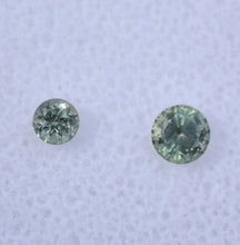Load image into Gallery viewer, GREEN Montana Sapphires - Set of Two (2) Off-Size, Color Matched, Round Gems- 0.75 ctw.
