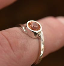 Load image into Gallery viewer, Peachy-Orange Tunduru Hessonite Garnet Ring -- 1.3 ct. Gem - Sterling Silver
