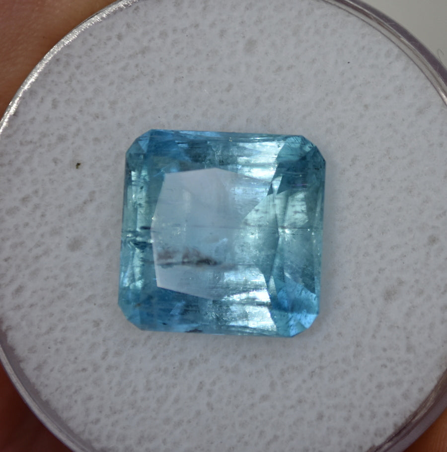 SALE - 10.3 ct.  Double-Blue Aquamarine Gemstone - Hollow, Parallel Tube Inclusions - Cut by Scott Maier