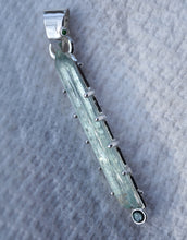 Load image into Gallery viewer, Etched Aquamarine Crystal Pendant in Sterling Silver - Accented with Songea Sapphire and Tsavorite Garnet
