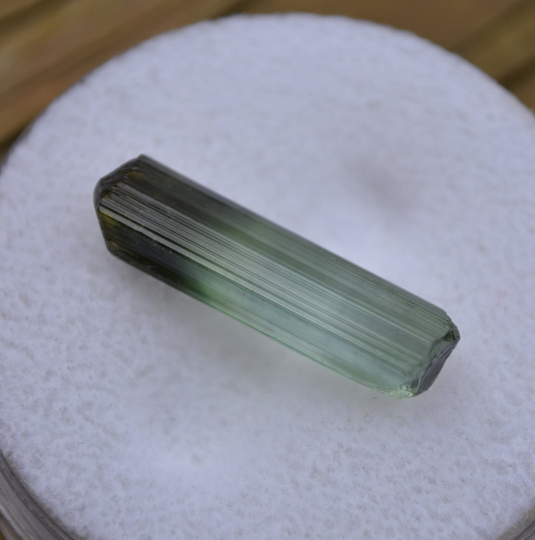 Aricanga Tourmaline - Unique Facet Rough Crystal with a Chatoyant Termination - 1.92 Grams