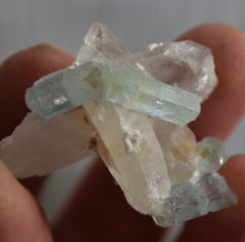 Load image into Gallery viewer, Vanadium Beryl on Quartz Crystal 'Nest' - Gemmy + Etched Beryls - Aesthetic Layout - 15.2 Grams
