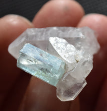 Load image into Gallery viewer, Vanadium Beryl / Emerald on Quartz Crystal Cluster - *New Find* - Nasarawa, Nigeria - 7.95 Grams
