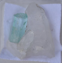 Load image into Gallery viewer, Vanadium Beryl / Emerald on Quartz Crystal Cluster - *New Find* - Nasarawa, Nigeria - 7.95 Grams
