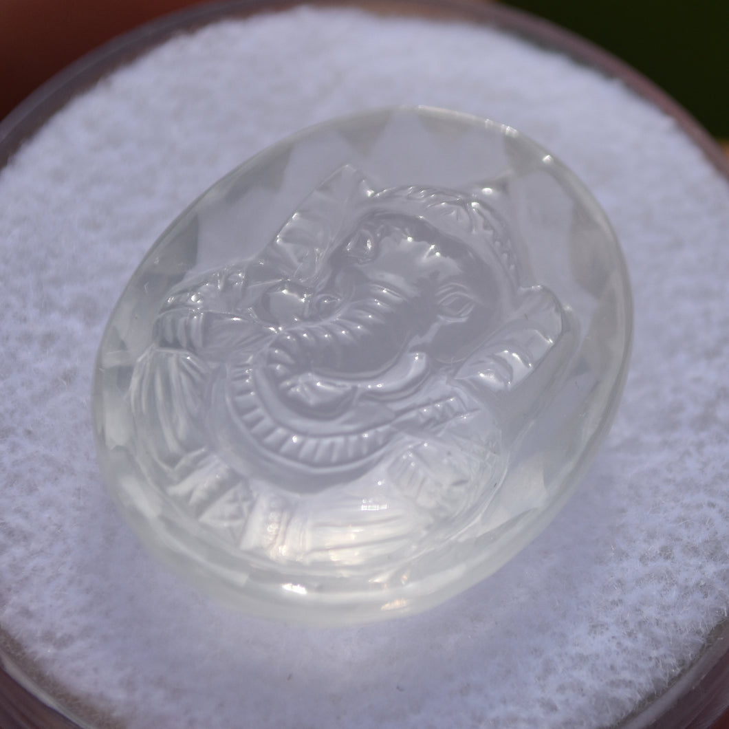 Carved and Faceted Ganesh Gemstone in Quartz - 23.57 ct.