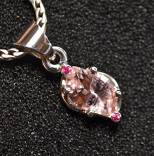 Load image into Gallery viewer, Custom Morganite Pendant in .925 Sterling Silver with Thai Rubies
