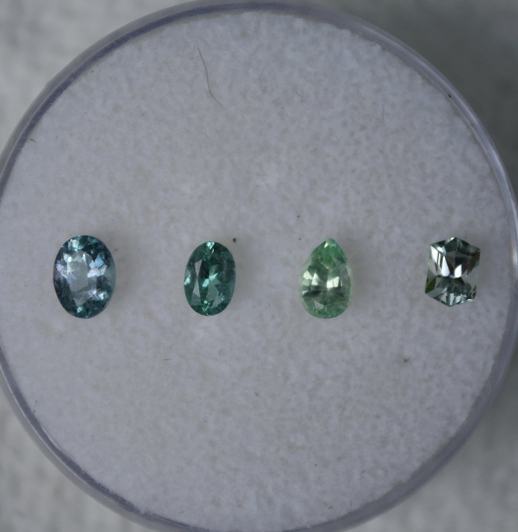 Chrome and Vanadium Kornerupine Color-Grade Set - Set of 4 Sleek, Top-Shelf Gems - 1.15 ctw.