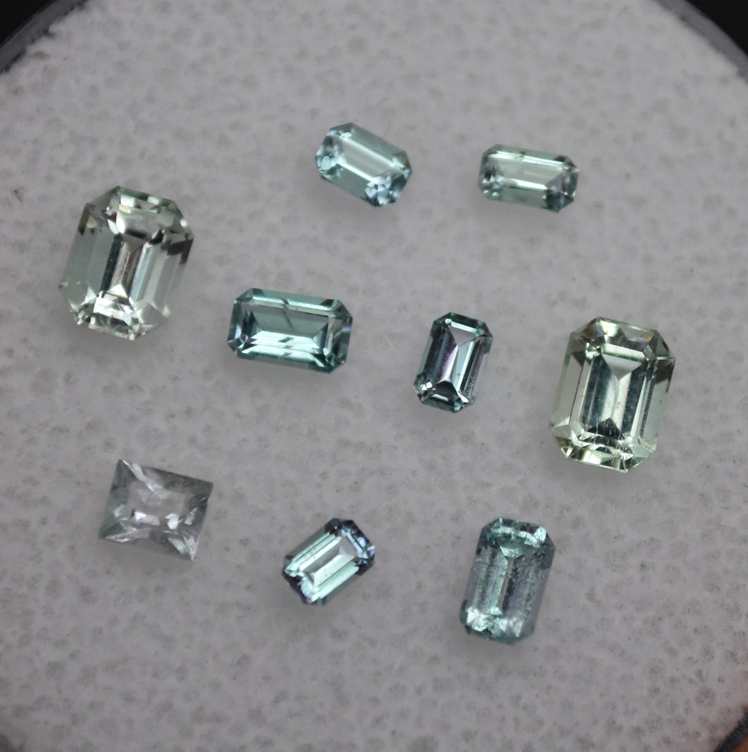 Chrome and Vanadium Kornerupine Emerald-Cut Melee Set (9 pcs.) - 1.64 ctw.