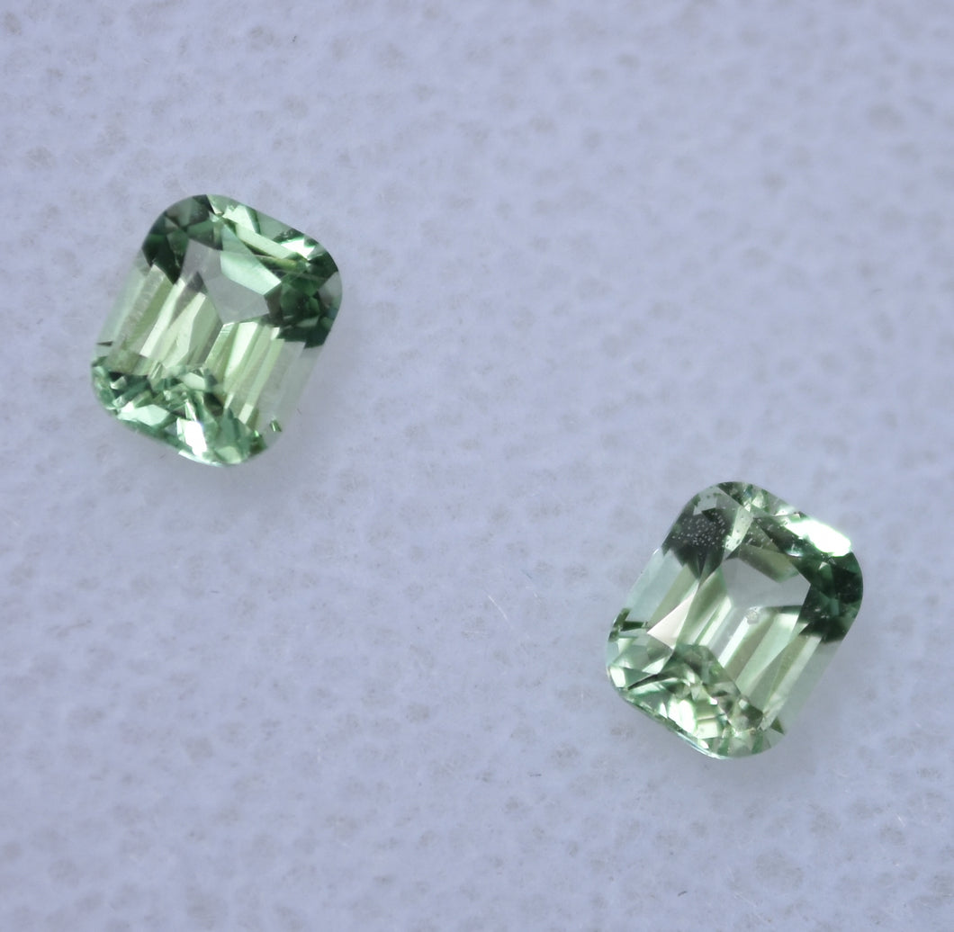 MATCHED PAIR - Custom Cut Vanadium Kornerupine Rectangular Cushion Gems - 0.995 ctw.