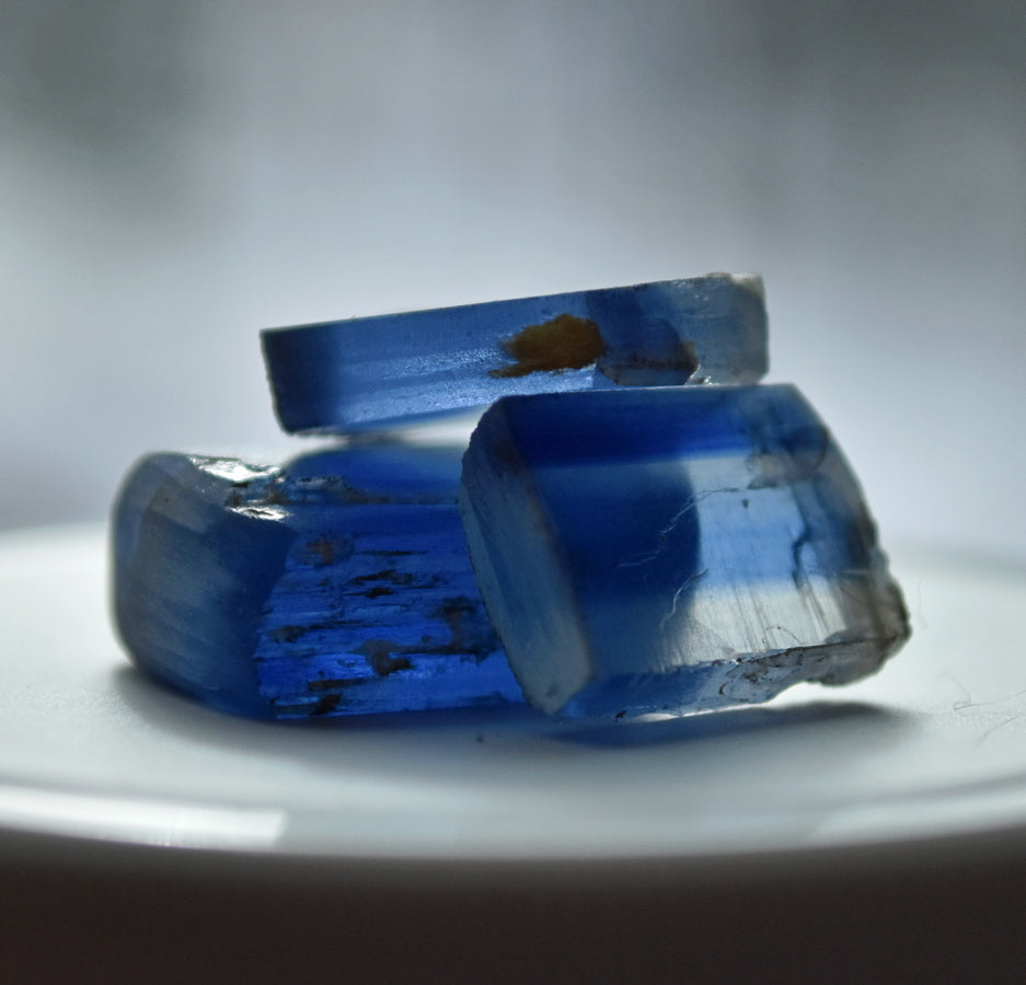 Intensely Blue Kyanite Faceting Rough - EXCEPTIONALLY Clean - Faceting Quality Set from Kalikot, Nepal