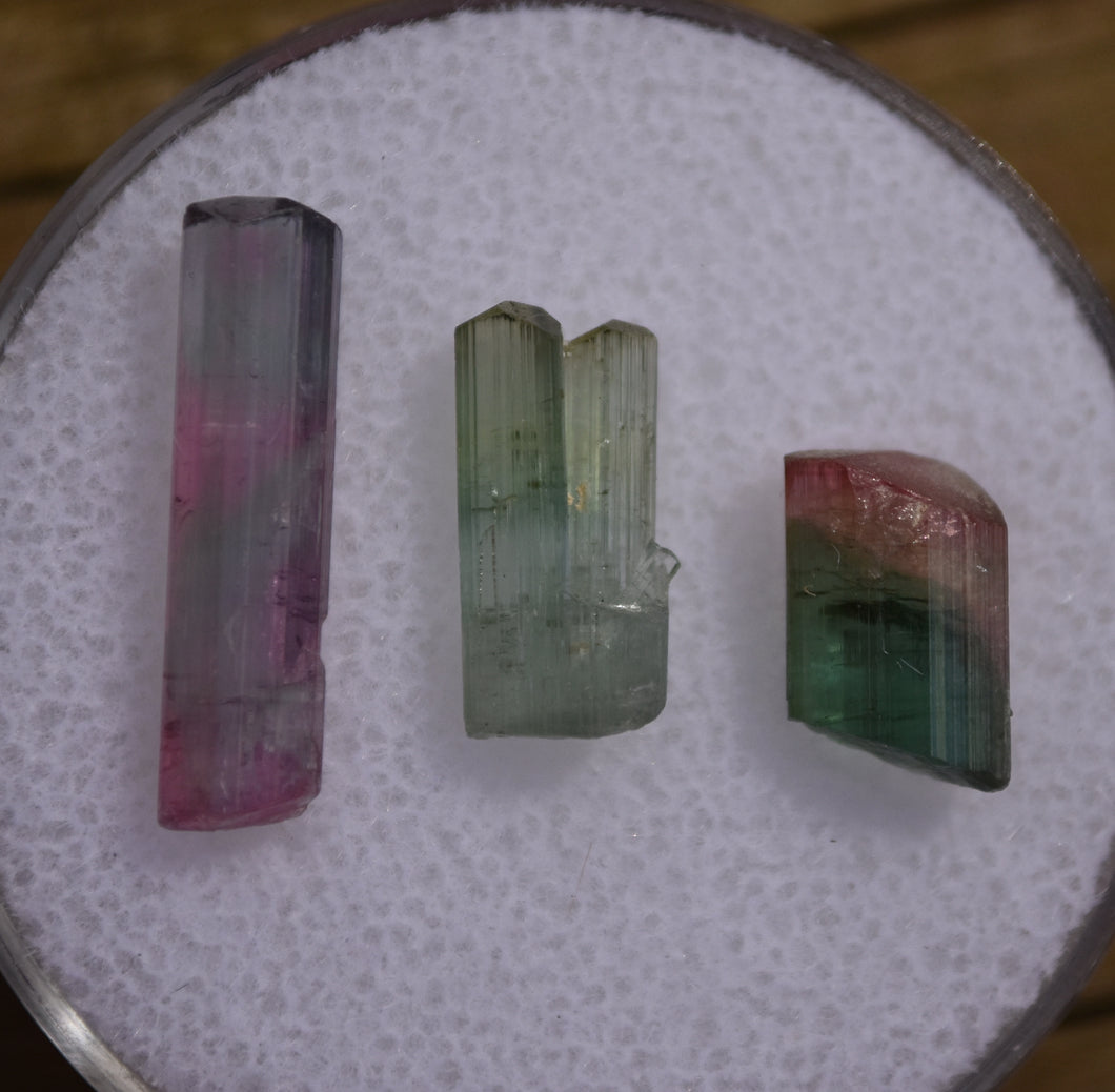 Tourmaline Crystal Trio - Aricanga Mine, Brazil - All Terminated - 1.39 Grams Total