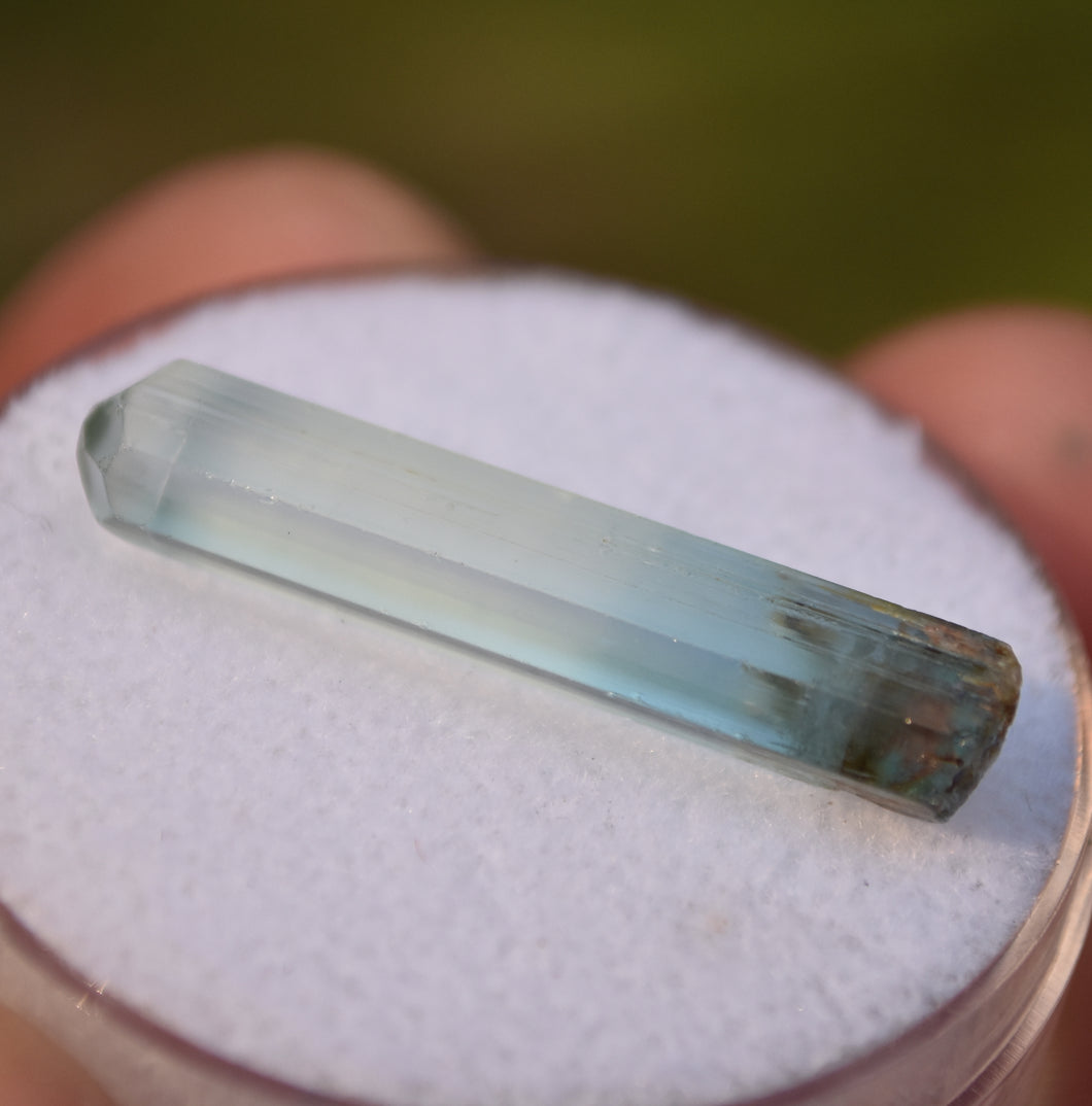 Bi-Color Nigerian Aquamarine Crystal from a find in 2005 - 1.5 grams