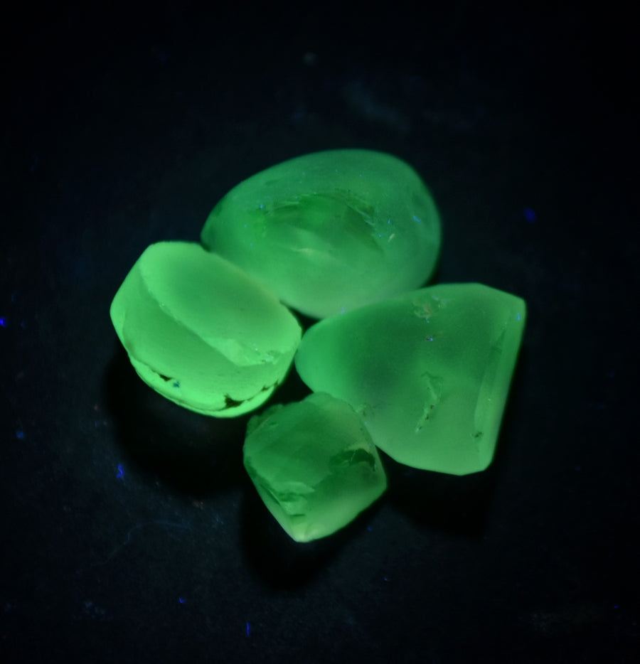 Hyalite Opal Facet Rough Parcel - CLEAN Pre-Forms - Intensely UV reactive - 8.43 ctw.