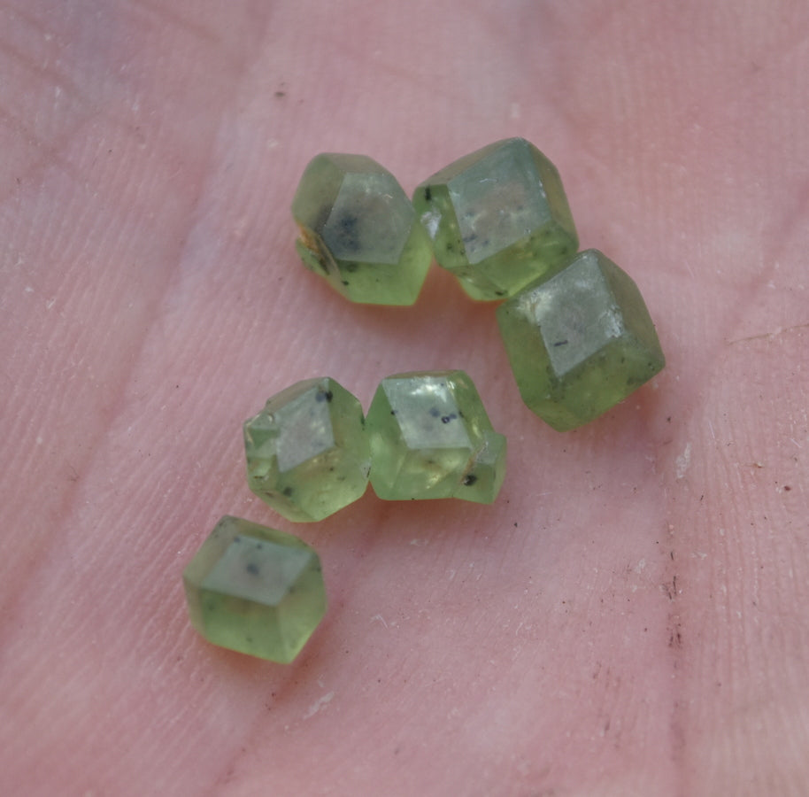 Perfect Little Demantoid Garnets from Pakistan - Apple Green Geometric Perfection!