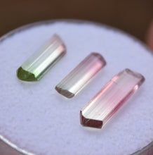Load image into Gallery viewer, Set of Three Bright Pastel Tourmaline Crystals from Rubaya, DRC - Eye Clean + Terminated 4.17 ctw.
