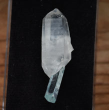 Load image into Gallery viewer, Etched Vanadium Beryl Perched Delicately on a DT Quartz Crystal - Thumbnail Perfection - 3.95 grams
