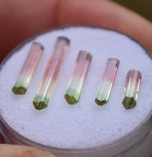 Load image into Gallery viewer, Set of 5 Matching Tourmaline Crystals from Rubaya Mine, DRC - 1.18 Grams - Eye Clean + Terminated
