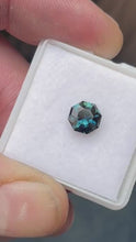 Load and play video in Gallery viewer, Australian Sapphire - Custom Octagon with Deep Teal and Blue - Tons of Brilliance - Fair Trade - 1. 43 ct.

